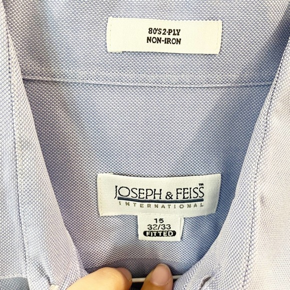 Joseph & Feiss Button Down Shirt Blue Neck 15 M - Picture 5 of 8